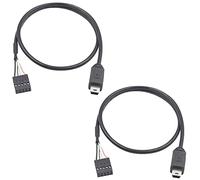 Duttek Cable Dupont Mini USB a USB, Mini USB macho a 9 pines hembra, cabezal USB PCB, placa base Dupont, cable conector de extensión USB de 50 cm (paquete de 2)