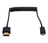 Duttek Cable en espiral HDMI a micro HDMI, extremadamente delgado/delgado y flexible micro HDMI macho a HDMI macho en espiral para 1080P, 4K, UltraHD, 3D, Ethernet y canal de retorno de audio