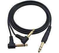 Duttek Cable en Y para guitarra, chapado en oro, 6,35 mm, macho TRS estéreo a doble 2 x 6,35 mm macho TS Mono 90 grados ángulo recto divisor en Y cable de audio (635 m/2 MR)