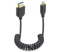 Duttek Cable HDMI a Micro HDMI 2.1 en espiral de 1.2 m, HDMI 2.1 ultra alta velocidad 48 Gbps, soporta 8K a 60Hz, adecuado para teléfono móvil, tableta/cámara Micro HDMI puerto/proyector (derecho)
