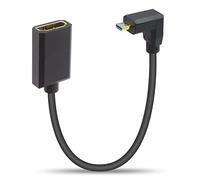 Duttek Cable HDMI de 90 grados a micro HDMI 8K, cable de extensión corto extremadamente delgado en ángulo micro HDMI macho a HDMI hembra, soporta video de 48 Gbps 8K Ultra HD, etc. 1 pies/30 cm