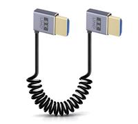 Duttek Cable HDMI en espiral 8K, macho en ángulo izquierdo a macho en ángulo izquierdo