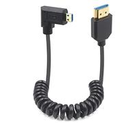Duttek Cable HDTV a Micro HDTV 2.1 en espiral de 1.2 m, Hd-tv 2.1 ultra alta velocidad 48 Gbps, soporta 8 K a 60 Hz, adecuado para portátil/teléfono móvil, tableta/cámara Micro HDtv puerto (derecha)