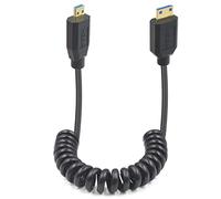 Duttek Cable micro HDMI a mini HDMI en espiral de 8 K, cable mini HDMI macho a micro HDMI macho, compatible con HDR dinámico, tiene resolución de 8 K 60 Hz, compatible con 4 K Ultra HD, 1080 p