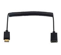 Duttek Cable mini HDMI a HDMI, cable HDMI a Mini HDMI, cable en espiral, mini HDMI macho a HDMI hembra, compatible con 1080P Full HD, 3D, para cámara, videocámara, portátil, proyector, etc. 1.8 m