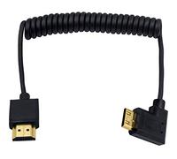 Duttek Cable mini HDMI a HDMI estándar, cable mini HDMI a HDMI en espiral, cable HDMI macho ultrafino a Mini HDMI macho compatible con 4K Ultra HD, 1080p, 3D(HDMI 2.0)(1.2 m)(ángulo izquierdo)
