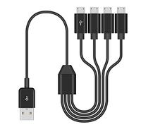 Duttek Cable Múltiple 4 en 1 a Micro USB, Tipo A Macho a 4 Micro 5 Pines Macho con Divisor Y para Sincronización de Datos y Carga (50 cm)