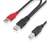 Duttek Cable USB 2.0 a USB B, Dual USB 2.0 Macho a USB B Macho Y Splitter Cable Soporta Carga de Energía y Transferencia de Datos para Impresora, Escáner, Cable de Disco Duro Externo, 80/20cm