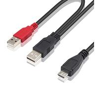 Duttek Cable USB a Micro USB, doble USB 2.0 macho a estándar Micro USB macho Y divisor para cámara, MP3, MP4, cable de unidad de disco duro externo, 80/20cm