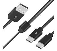 Duttek Cable USB a USB C, Cable de datos de cargador USB C 2 en 1, USB 2.0 tipo A macho a 2 USB tipo C macho divisor Y conector de carga y sincronización de datos para computadora y teléfono (1,5 m)