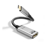 Duttek Cable USB C a HDMI de 8 K, 20 cm, USB C macho a HDMI hembra, cable recubierto de nailon compatible con ordenadores portátiles, iPad, MacBook Pro, MacBook Air (unidireccional)