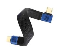 Duttek Cable USB C corto de 40 Gbps, 240 W, cable corto plano USB C macho a hembra, compatible con 8 K a 60 Hz para Thunderbolt 4, Macbook, banco de energía (13 cm) (macho a macho de 90 grados)