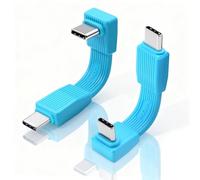 Duttek Cable USB C corto de 80 Gbps, 5 cm, 90 grados corto USB C macho a macho, cable de carga para teléfonos, iPad, MacBook, Thunderbolt 5, Galaxy, Pixel y monitores Dell (azul)
