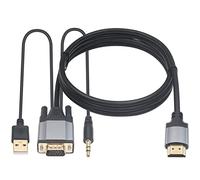 Duttek Cable VGA a HDMI, convertidor VGA a HDMI con audio de 3,5 mm y puerto de alimentación USB 2.0, con interfaz macho VGA 1080P a macho HDTV para monitor, televisor, ordenador (1.5 M)