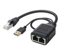 Duttek Divisor Ethernet 1 a 2 de alta velocidad de 1000 Mbps, RJ45 macho a doble hembra Ethernet adaptador divisor cable divisor con cable de alimentación USB 2.0 de 40 cm para Cat7/Cat6/Cat5.
