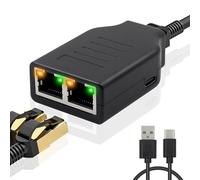Duttek Divisor Ethernet, divisor Ethernet RJ45 1 a 2, divisor Ethernet de alta velocidad de 100 Mbps divisor de red con cable de alimentación USB-C divisor de Internet para cable Cat5/5e/6/7/8