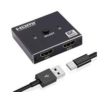 Duttek Divisor HDMI 8K 1 en 2 salidas, interruptor HDMI 2.1 2 en 1, compatible con bidirección, 8K a 60HZ HDR para Xbox Series, PS5/PS4/PS3, Roku, Apple TV, PC, Fire Stick