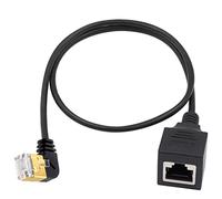 Duttek Ethernet Cable adaptador de 90 grados, cable Ethernet Cat 8, cable de extensión de red RJ45 macho a hembra, 40Gbps 2000Mhz de alta velocidad, para Hub, routers, etc. 1.65FT/50CM
