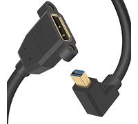Duttek Mini cable de extensión Displayport a Displayport, 8K a 60Hz Mini Displayport macho de ángulo hacia abajo a Displayport Cable hembra de transmisión bidireccional (0.3M)
