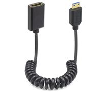 Duttek Mini HDMI a HDMI 2.1 cable en espiral de 1.2 m, cable extensor HDMI extremadamente delgado HDMI HDMI 2.1, soporta 8K a 60Hz, 4K a 120Hz, compatible con cámara DSLR, portátil, tableta