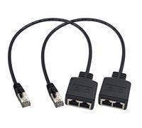 Duttek RJ45 Splitter Ethernet, RJ45 Ethernet Puerto Splitter, RJ45 1 Macho a 2 Hembra Adaptador para Ethernet Cat 5/Cat 6 LAN LAN Cable Extender Surf Online al Mismo Tiempo 50cm/1.64 pies (1 par)