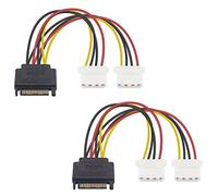 Duttek Sata - Cable de alimentación de 20 cm, doble conector IDE de 4 pines hembra a SATA macho de 15 pines, para PC, disco duro de alimentación, HHD/SSD/DVD RW/disco duro (2 unidades)