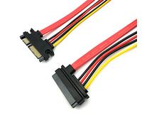 duttek SATA Cable de extensión, 20 pulgadas (50 cm) 22 pines (7 + 15) SATA macho a hembra cable de extensión de datos y Power Combo silmline Cable M/F
