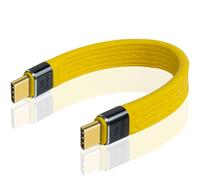 Duttek USB C Short Cable, amarillo,Yellow USB C Male to USB C Male Cable 10Gbps 60W, cable de extensión USB C a USB C suave y plano para MacBook, portátil, tableta, teléfono, banco de energía - 13cm