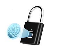 DUTTY Candado de huellas dactilares, antirrobo para el hogar, adecuado para equipaje, equipaje, armarios de puerta, coches contenedores, bicicletas, color negro, puede introducir 20 huellas dactilares