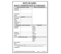 Duty of Care Waste Transfer Duplicate Book A5 - Jumbo x200 Page for Business Waste Records