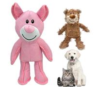 Duuclume 2 juguetes indestructibles para perros, oso poderoso interactivo chirriante, lindo oso de peluche para perros pequeños, medianos y grandes (rosa, grande + marrón claro, pequeño)