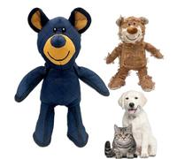 Duuclume 2 juguetes indestructibles para perros, oso poderoso interactivo chirriante, lindo oso de peluche para perros pequeños, medianos y grandes (azul, grande + marrón claro, pequeño)