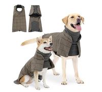 Duuclume Abrigo de invierno para perro, chaleco a cuadros estilo británico resistente al viento, chaqueta cálida de cuello alto con forro polar para perros pequeños, medianos y grandes (3XL)