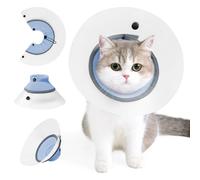 Duuclume Collar de cono de gato, ajustable, desmontable, PVC, impermeable, collar isabelino, suave para dejar de lamer después de la cirugía, cono de recuperación de mascotas (azul, S)