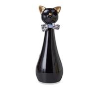 Duuclume Estatua de gato hecha a mano de cerámica para cenizas de gatos, urna conmemorativa de cremación para mascotas, regalo conmemorativo funerario (oro negro)