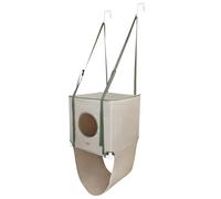 Duuclume Hamaca para puerta de cama para gatos que ahorra espacio, casa colgante con columpio triangular para gatos de interior, correa ajustable, marco de PVC resistente, agujeros abiertos y ganchos