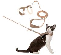 Duuclume Juego de arnés y correa para gatos, arnés suave ajustable a prueba de escape para gatos, correa para mascotas para cruzar/cintura/de mano, cómodo y ligero para caminar al aire libre (marrón)