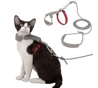 Duuclume Juego de arnés y correa para gatos, arnés suave ajustable a prueba de escape para gatos, correa para mascotas para cruzar/cintura/de mano, cómodo y ligero para caminar al aire libre (gris)