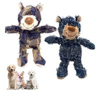 Duuclume Juguete indestructible de oso mendigo para perro, 2 piezas indestructible, juguete chirriante para masticadores agresivos, juguetes de peluche irrompibles para perros