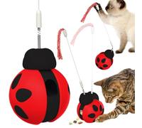 Duuclume Juguete interactivo de rompecabezas para gatos con palo de burla, bola oscilante en forma de escarabajo, dispensador de golosinas para ejercicio y alivio del aburrimiento (interior y exterior