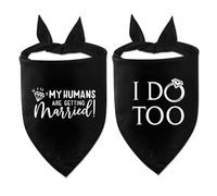 Duuclume Regalos de compromiso, paquete de 2 bandanas para perros My Humans are Getting Married & I Do, bufanda ajustable para accesorios de fotos de boda, anuncio de compromiso de perro, accesorios