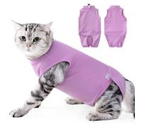 Duuclume Traje de recuperación de cirugía para gatos, transpirable, a prueba de escapes, camisa quirúrgica antilamer para heridas abdominales y enfermedades de la piel (morado, M)