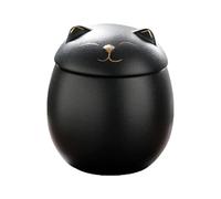 Duuclume Urnas para mascotas para gatos y perros, urna conmemorativa de cerámica hecha a mano con forma de gato y perro, tarro de recuerdo funerario con sello hermético para recuerdo (negro, talla