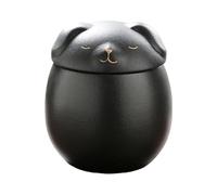 Duuclume Urnas para mascotas para gatos y perros, urna conmemorativa de cerámica hecha a mano con forma de gato y perro, tarro de recuerdo funerario con sello hermético para recuerdo (negro, talla