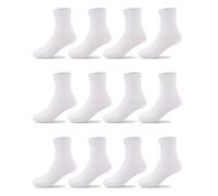 Duufin 12 Pares Calcetines Niño Niña Calcetines de Deporte Niño Calcetín Corte Medio (4-6 Años, Blanco)