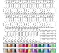 Duufin 150 Piezas Discos Acrilicos Transparentes para Llaveros con Círculos Acrílicos Colgantes de Borlas Anilla de Llavero Anillas Abiertas y Pasadores de Tornillo