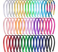 Duufin 50 Piezas Diademas de Satén Diademas Turbantes Mujer Lisas 1cm Diademas para Mujer y Niña, 25 Colores