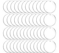 Duufin 50 Piezas Discos Acrilicos Transparente Clear Acrylic Redondos Disco Acrílico Redondo para Llaveros DIY Accesorios, 7,6cm