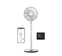 Duux whisper Flex Ultimate - Ventilador de pie silencioso con modo nocturno y temporizador - Control remoto y smartphone - Batería incluida (blanco)