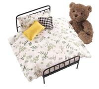 Duvcoywae Cama de Casa en Miniatura - Decoración Retro Realista con Ropa De Cama Y Almohada - Accesorios para casa en Miniatura - para Niñas Juego de Vestir Historias y Sueños en Dormitorio Salón y